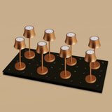 Lot de 8 lampes de table rechargeables en cuivre avec station de recharge