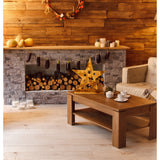 LED Wood Star 49 cm de haut, décorations de Noël en bois dans la nature, avec des LED fermement installés