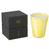 Bougie parfumée Noa Stripes Jaune - vue de face avec motifs modernes