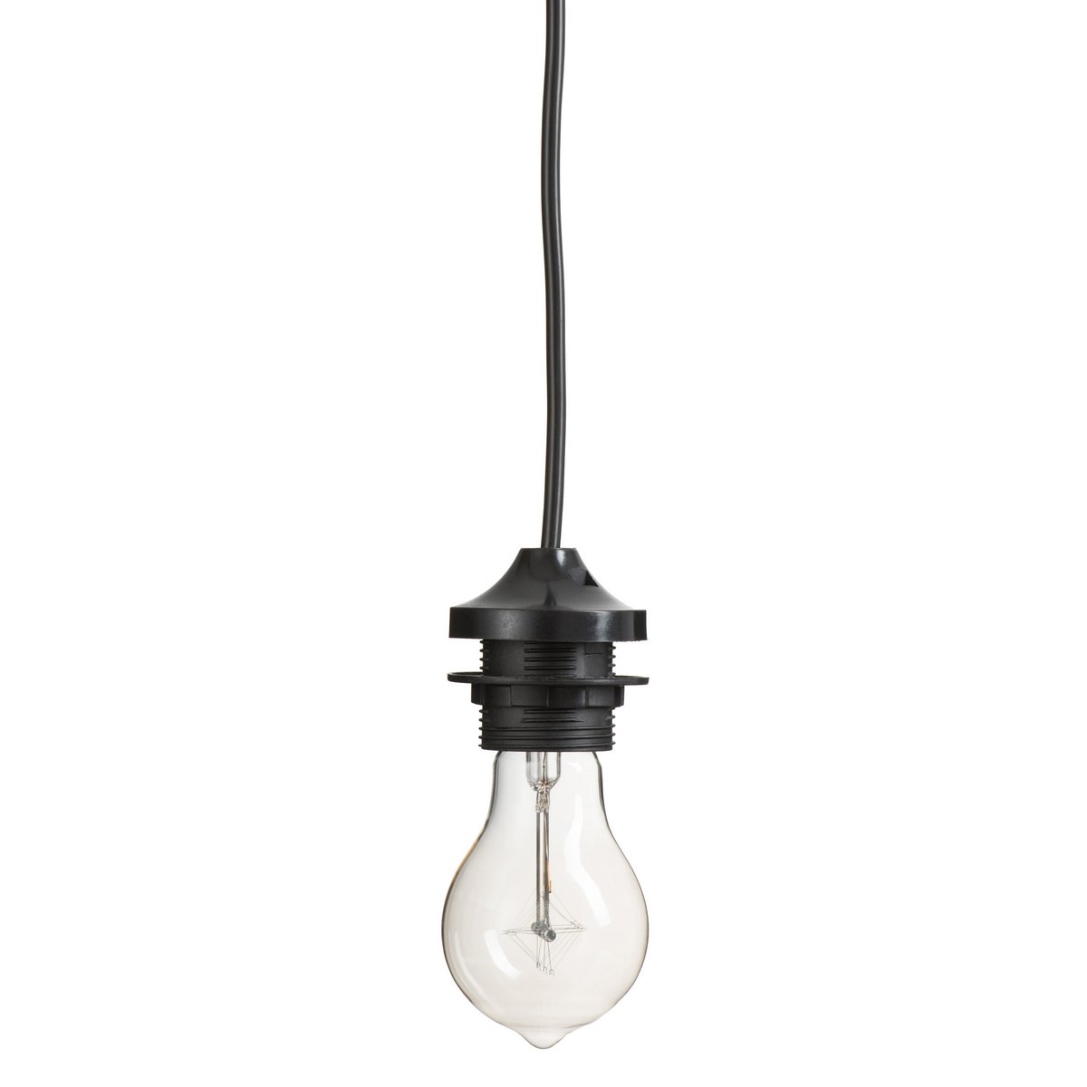 Douille de lampe J-Line en plastique et verre, design moderne noir et transparent