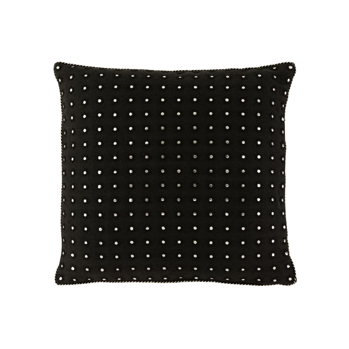 Coussin Mirror Rectangle J-Line en coton noir et argent, vue de face