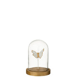 Cloche Papillon J-Line en verre blanc et or, vue de face