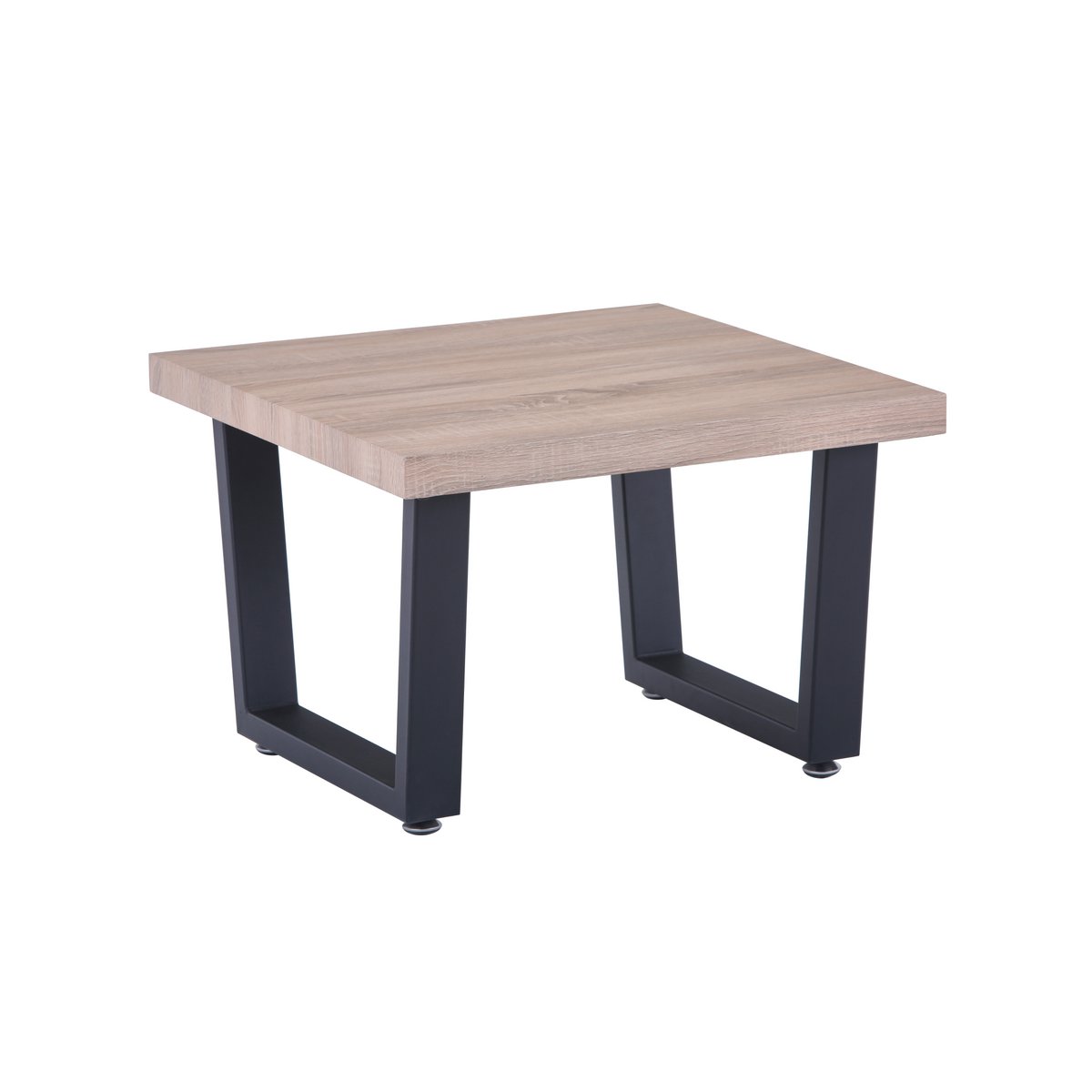 Table basse scandinave avec plateau en chêne et piètement en métal noir