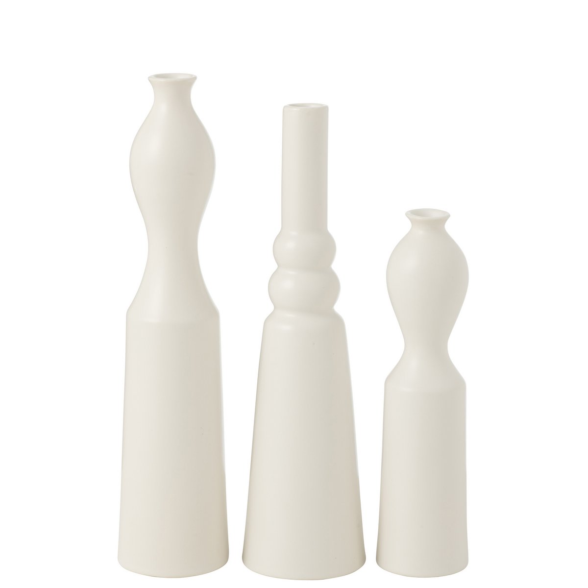 Vase Leia en porcelaine blanche mat - Set de 3 pièces élégantes