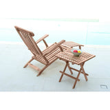 Chaise longue en teck avec repose-pieds vue de face