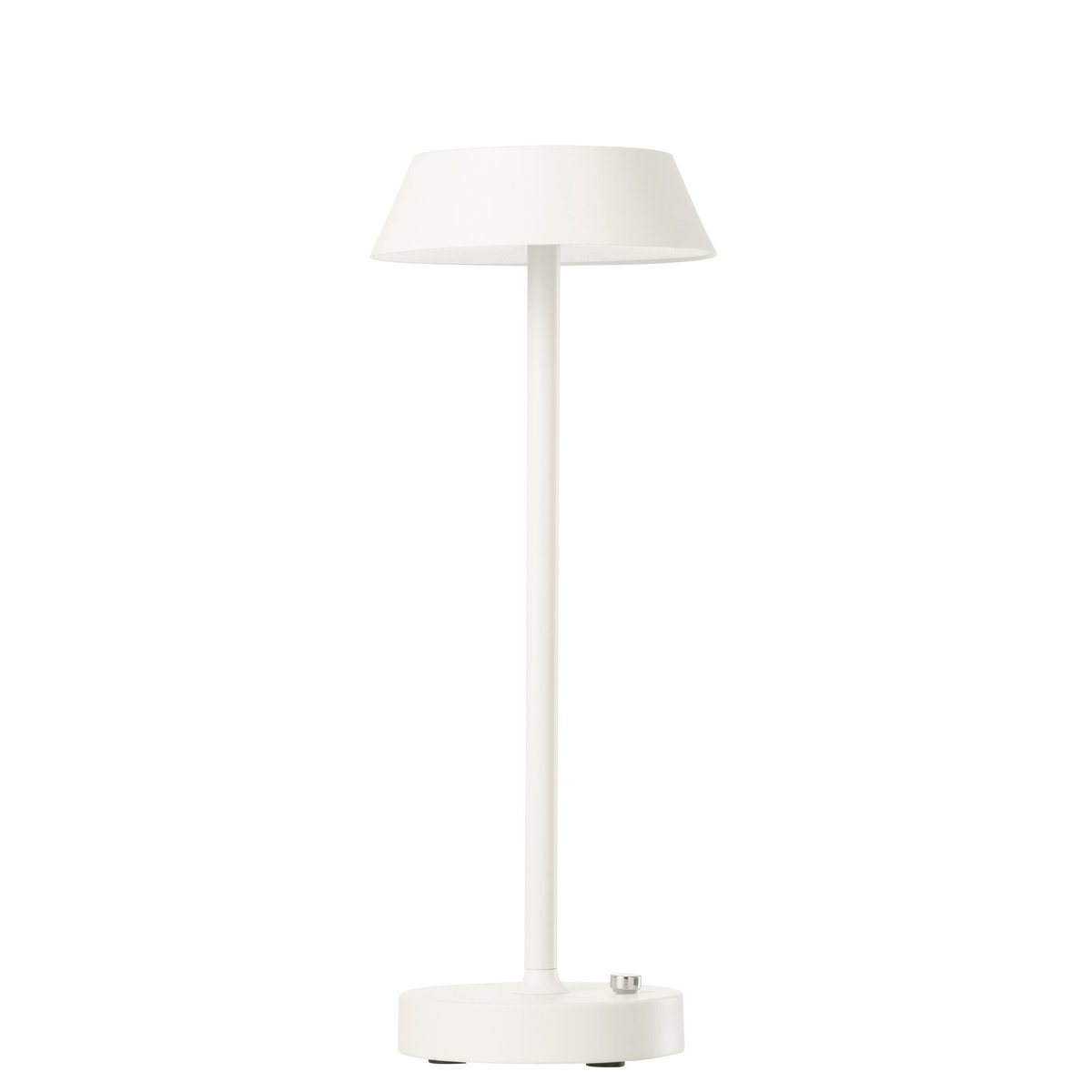 Vue latérale de la lampe de table J-Line Noé en métal blanc