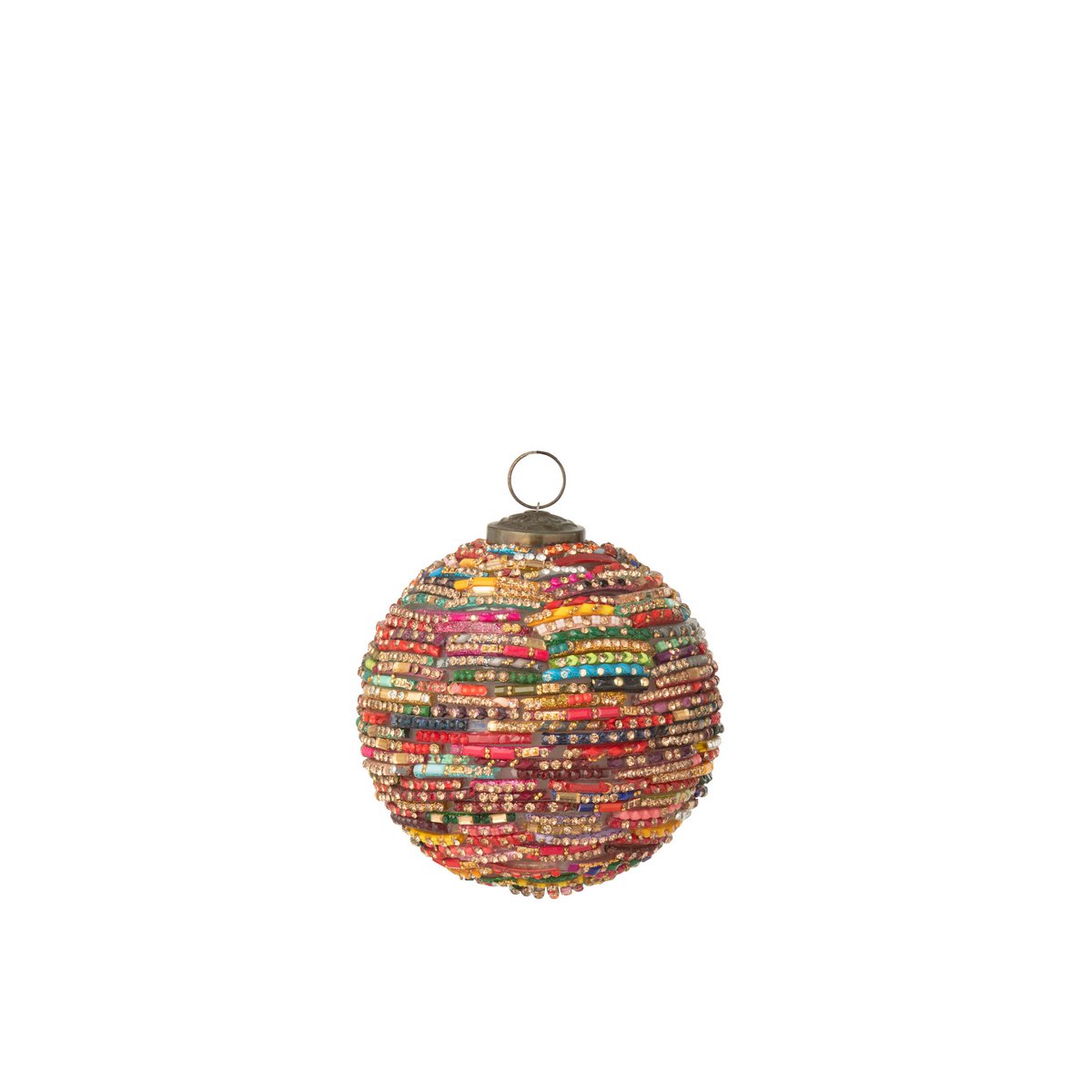 Perles boule de Noël J-Line en verre rouge et or, 10 cm