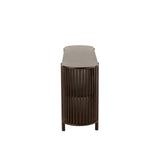 Détail de la console J-Line Conie en manguier marron foncé