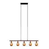 5 pendentif "Corbis", lampe conjugale en noir en noir, avec de l'or et du rotin, avec une douille E14, pour une salle à manger, un salon, un couloir ou un bureau, 100 cm de long