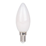 6 Set LED lampe avec douille E14, forme de bougie 4 watts, en métal et verre, laiteux