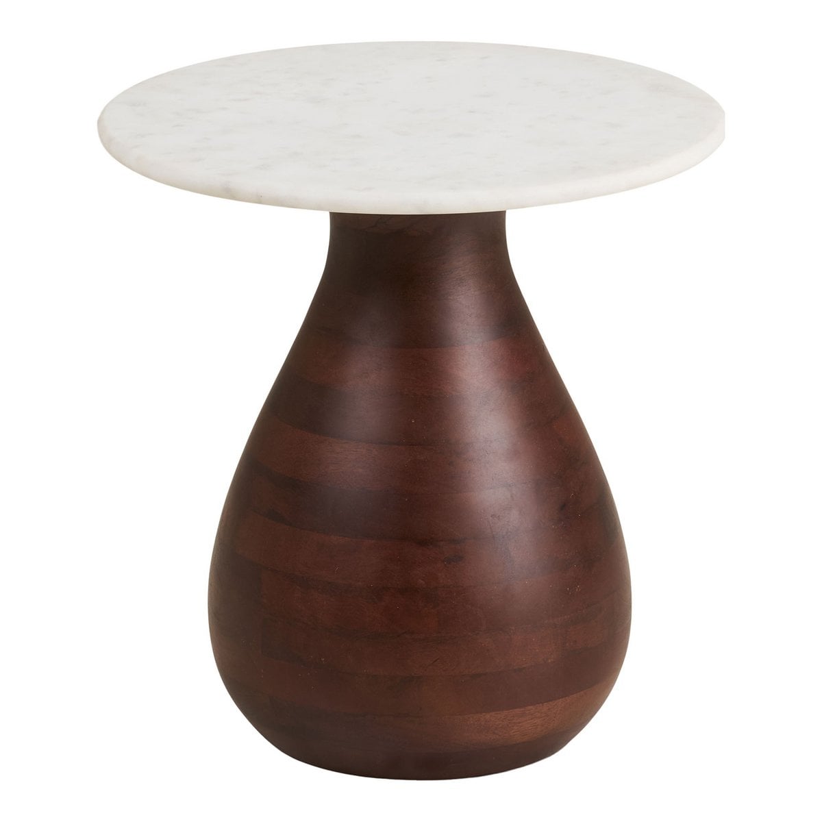 Table d'appoint Heide en bois de manguier et marbre vue de face
