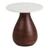 Table d'appoint Heide en bois de manguier et marbre vue de face