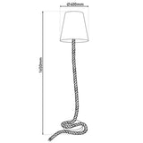 Lampe debout "corde" en métal, en plastique, en jute et en textile dans la nature, avec version E27, éclairage pour le salon, la salle à manger ou le bureau, 165 cm de haut