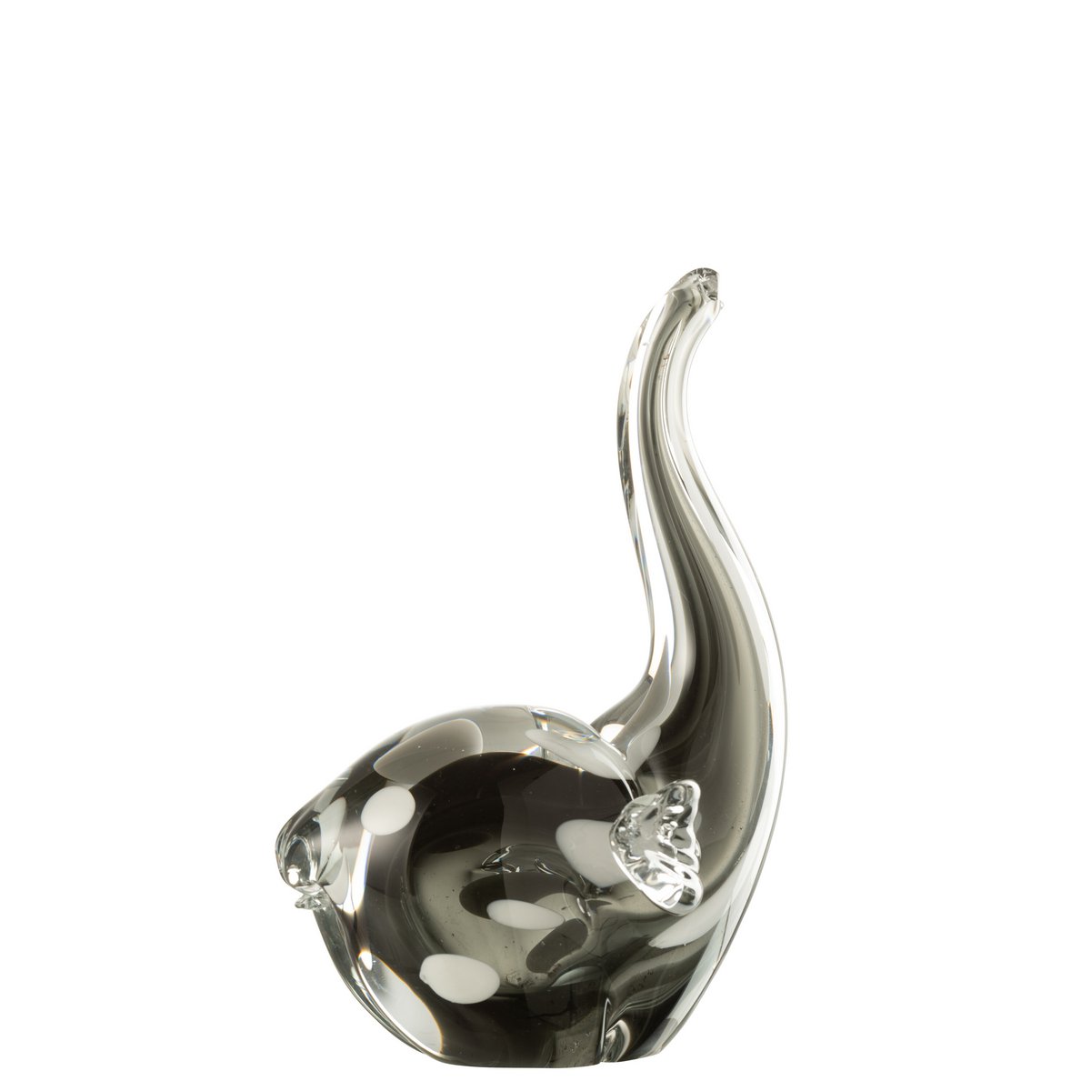 Éléphant en verre transparent et noir, design contemporain, J-Line