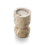 Bougeoir pilier en forme de vaisseau en travertin - Beige