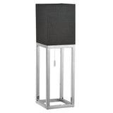 Lampe de table "Alfa", lampe de table en métal moderne et textile en chrome / gris foncé avec prise E27, 65 cm de haut, lampe chic pour le couloir, salon et bureau