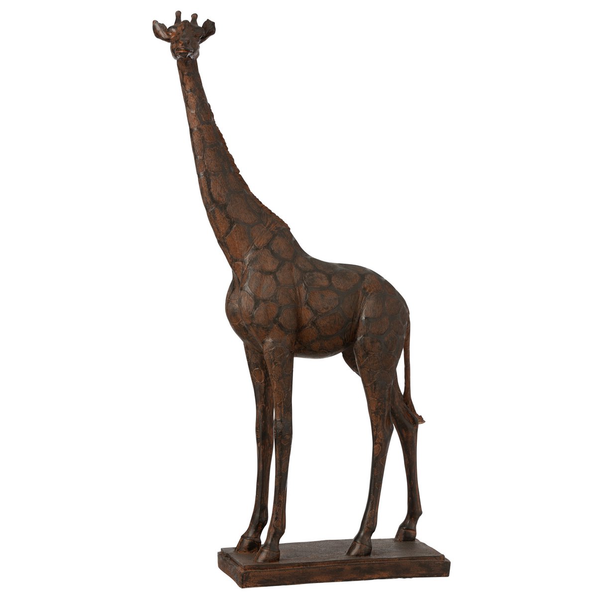 Figurine girafe J-Line en polyresine marron, vue latérale