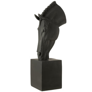 Figurine J-Line cheval sur pied - polyrésine - noir - grand
