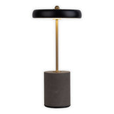 Lampe de table de batterie "seta" noir de 30 cm de haut en métal et en béton, avec une LED fermement construite