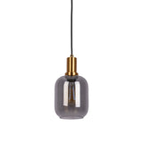 Lampe à 1 pendentif "Fumo", lampe à pendentif en métal et en verre en noir, avec une douille E14, pour salle à manger, salon, couloir ou bureau, lampe suspendue 150 x 20 cm