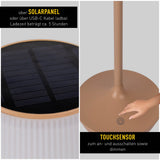 Lampe de batterie solaire "Emmi" 38 cm de haut, parapluie Ø 13 cm, métal en plastique d'amande et blanc, pour la zone extérieure, cct.