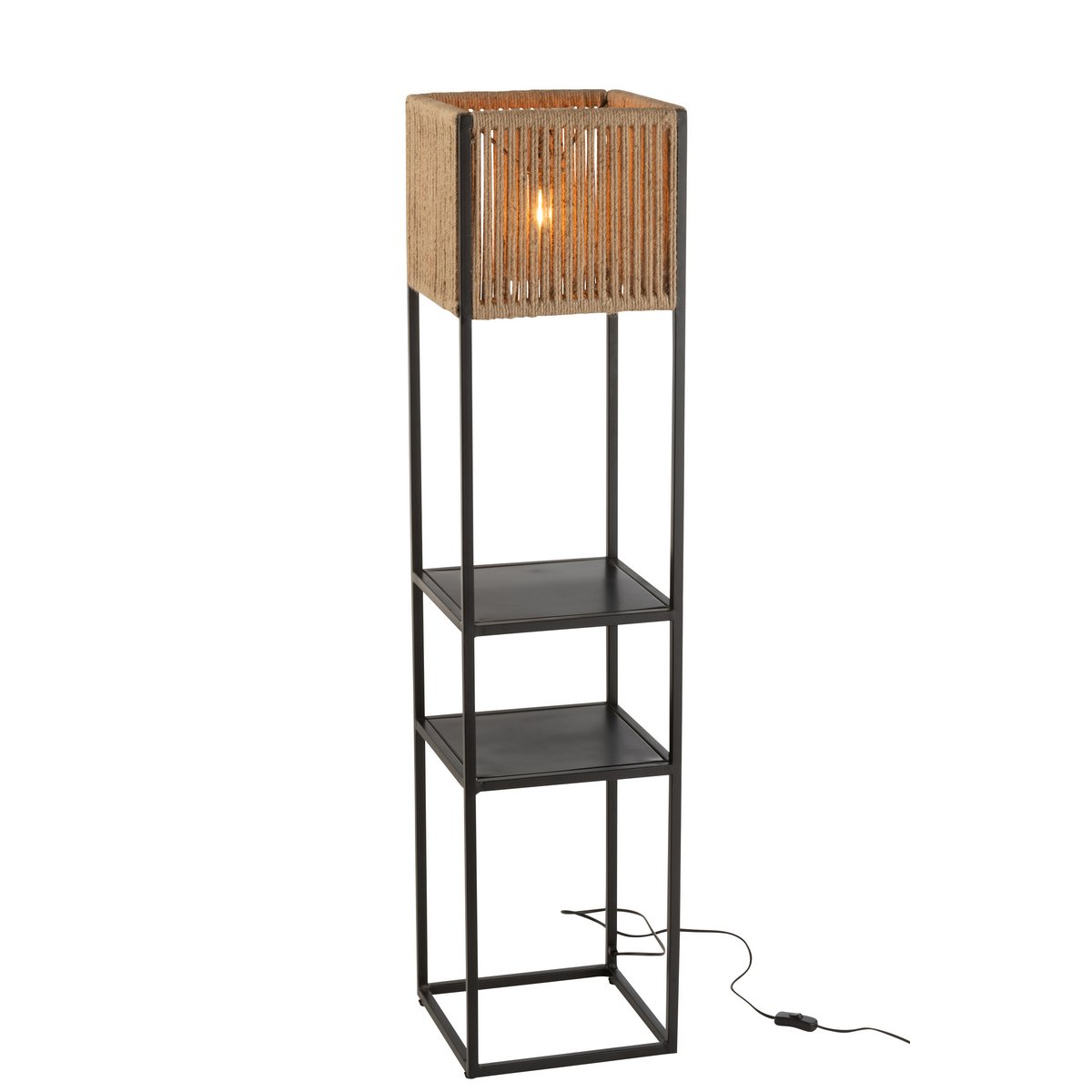 Lampe Carrée J-Line en Fer et Jute, vue avant