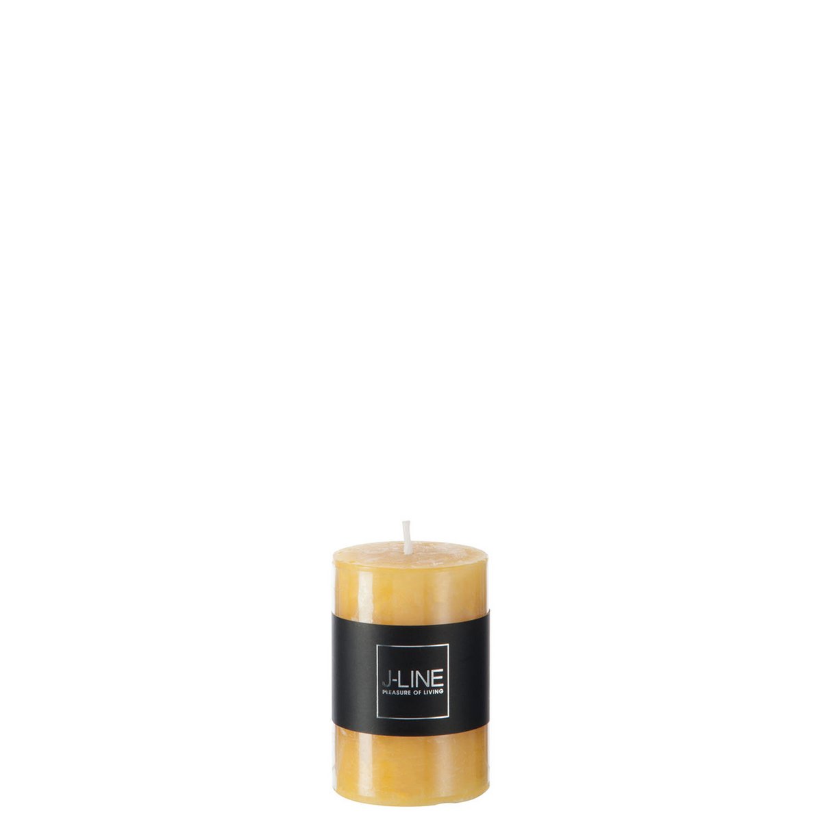 Bougie ocre J-Line sur une table, créant une ambiance chaleureuse