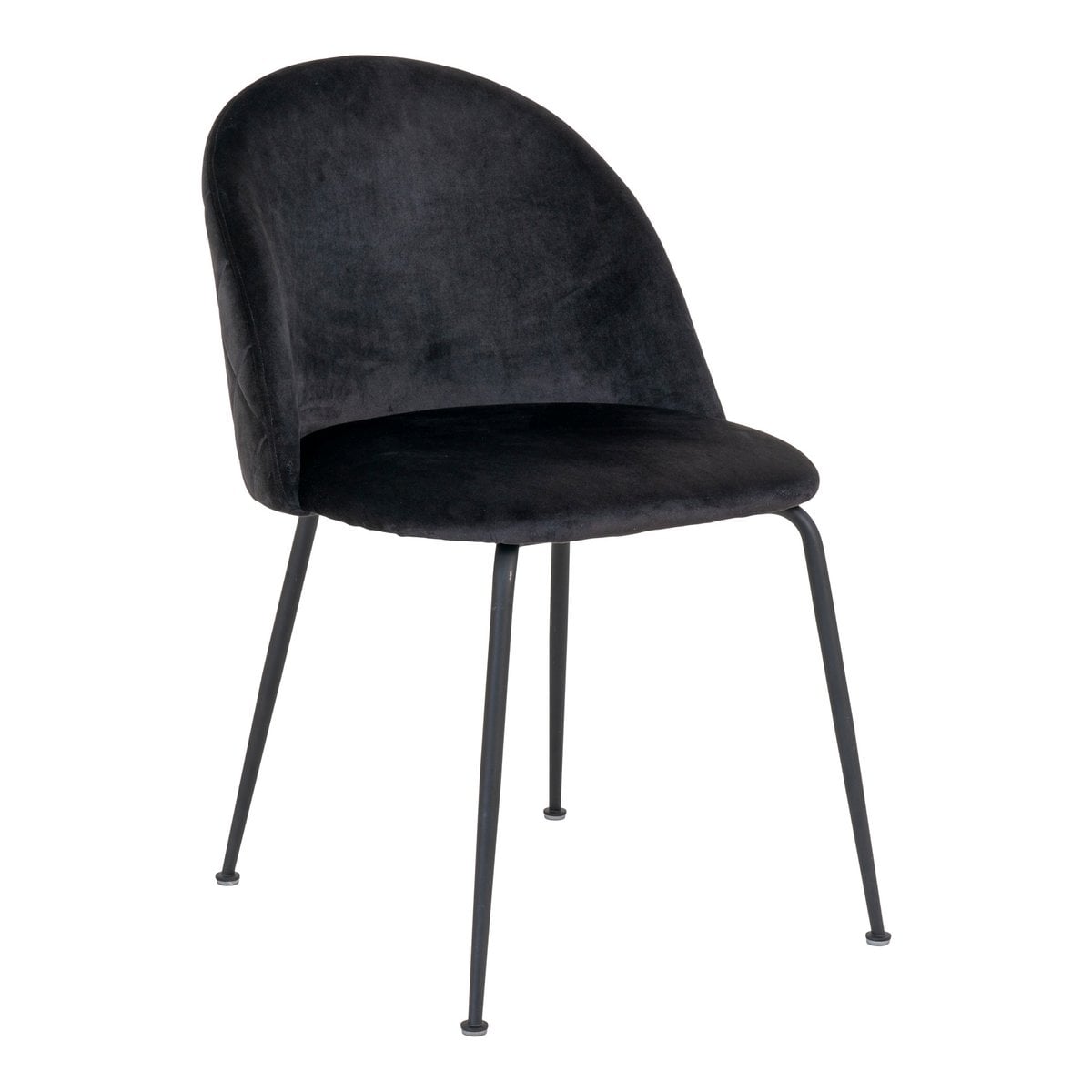 Chaise Geneve en velours noir avec pieds en métal, vue de face