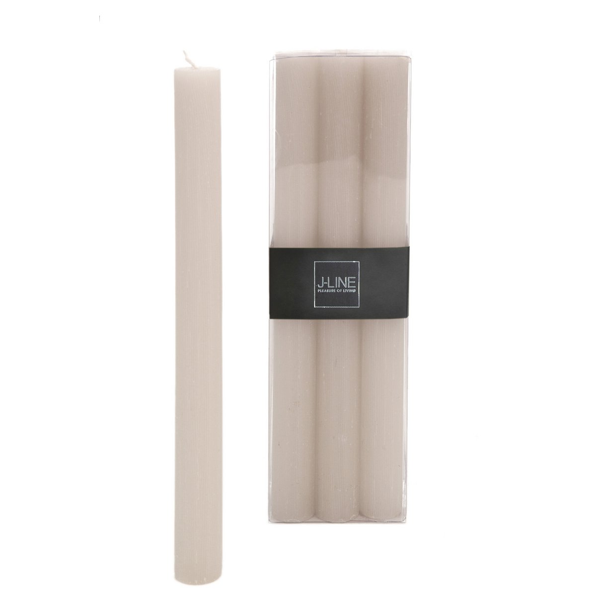 Bougie cylindrique J-Line en gris, élégante et moderne, idéale pour le salon.