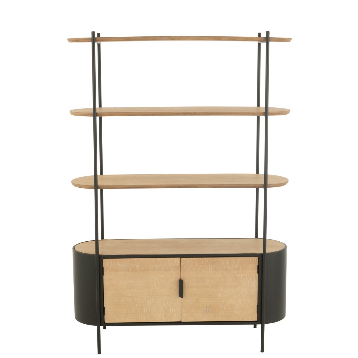 Étagère Uvy J-Line en fer naturel et noir, vue de face