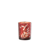 Lanterne J-Line en verre rouge et or avec motif feuilles