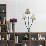 Lampe textile à 3 flammes "boho" ", lampe de table en beige / marron, avec une douille E14, pour salle à manger, salon, couloir ou bureau, 67 cm de haut