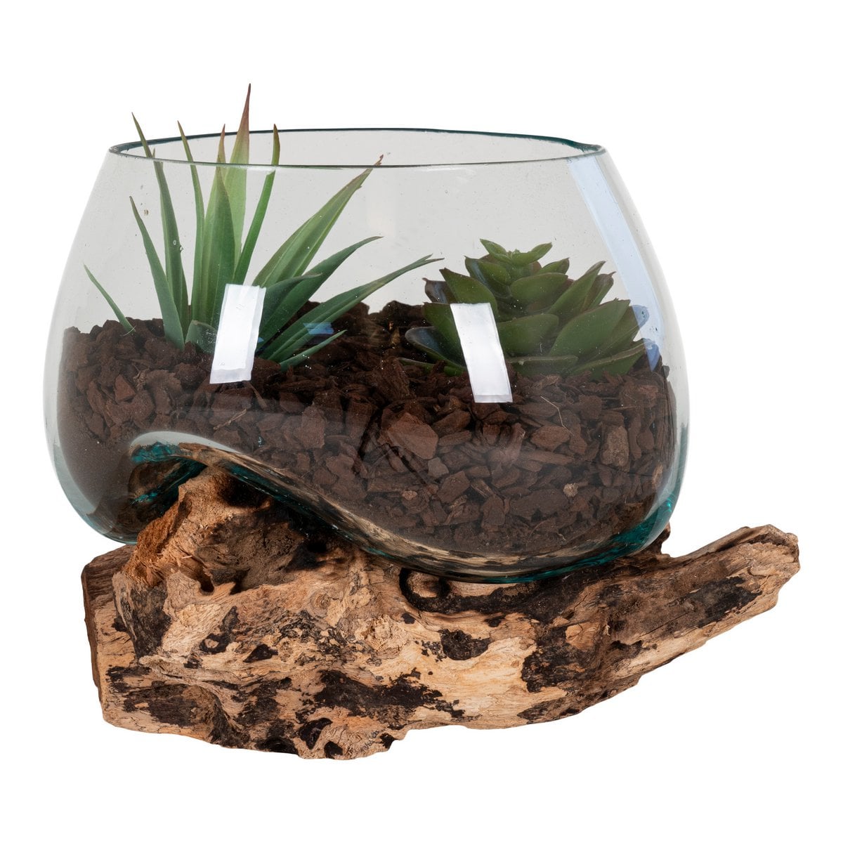 Goutte d'Eau Saint-Marin en bois de teck et verre, vue de face