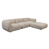 Canapé Amsterdam 4 places Latte avec pouf, design contemporain et confort.