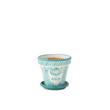 Pot de Fleurs J-Line en Céramique Aqua, vue de face avec motifs colorés