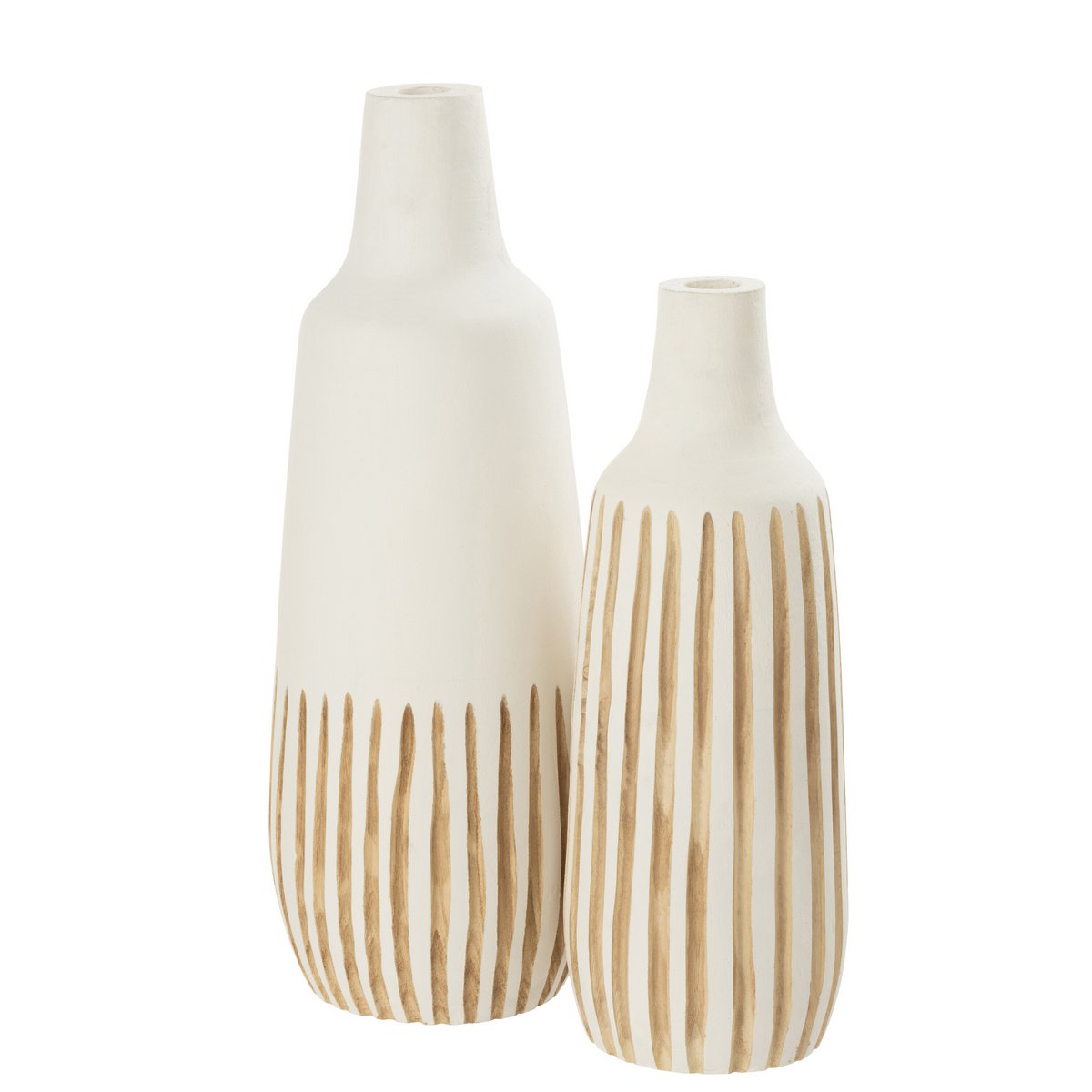 Vase Ying en bois blanc de J-Line, vue de face
