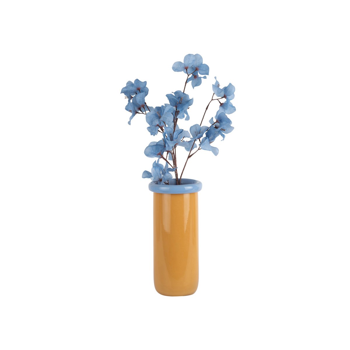 Vase Plié XL en verre jaune, détail du bord large