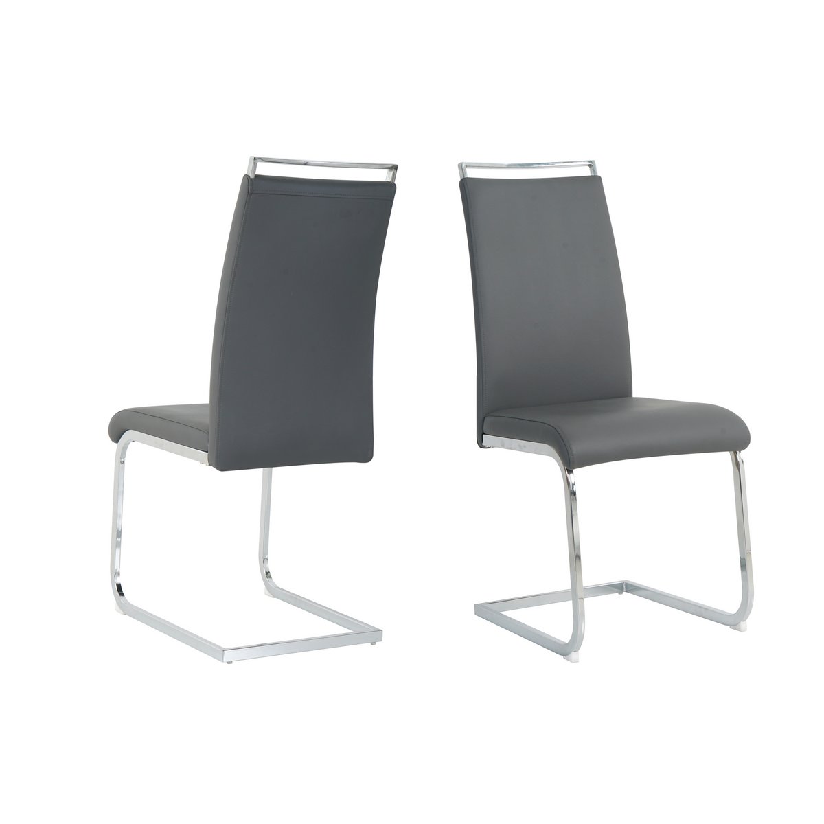 Chaise cantilever en simili-cuir noir avec structure en métal chromé