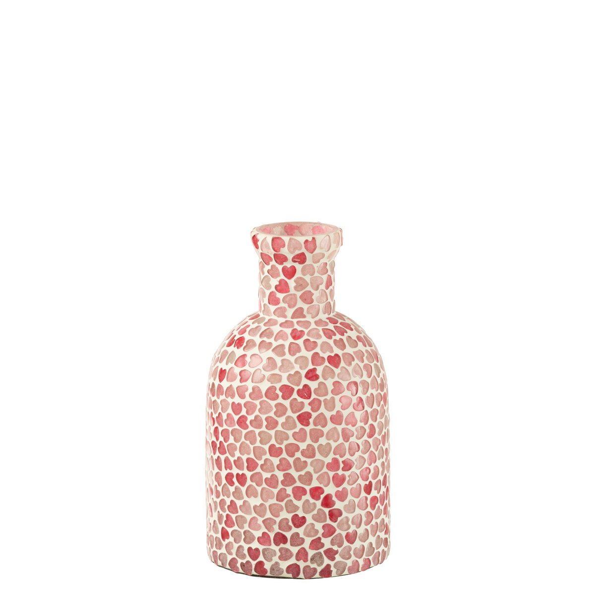 Vase J-Line en verre rose avec fleurs