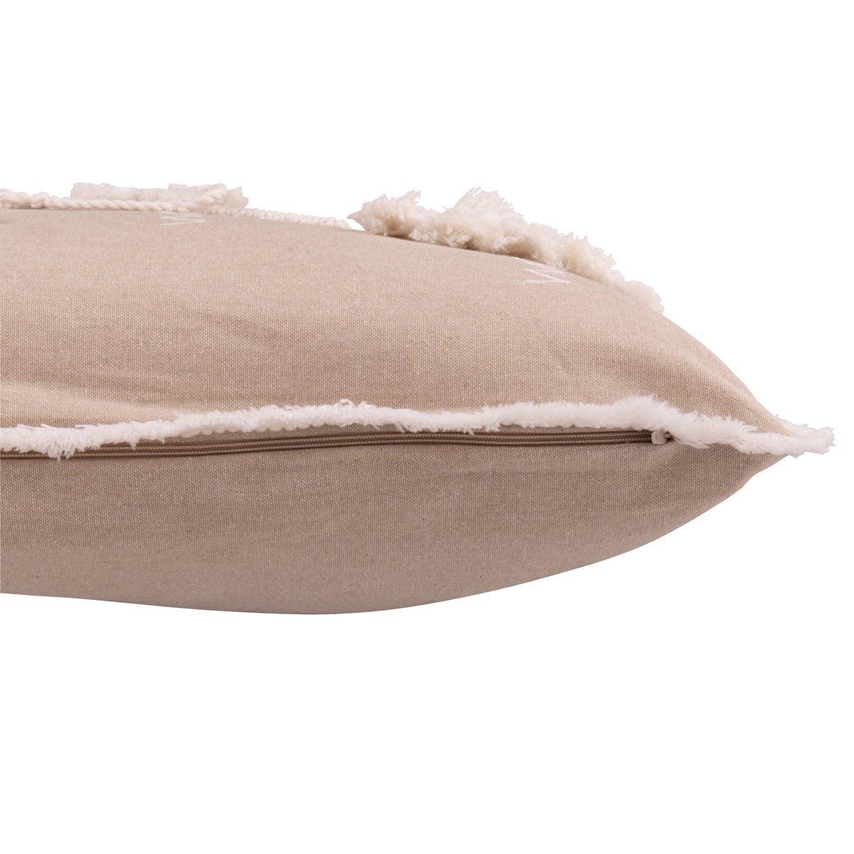 Détail des pompons sur le coussin J-Line Sapins de Noël