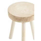 Lot de 2 tabourets en bois de Paulownia blanc, vue de face