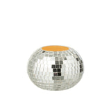 Bougeoir J-Line Mosaic en verre argenté, vue de face