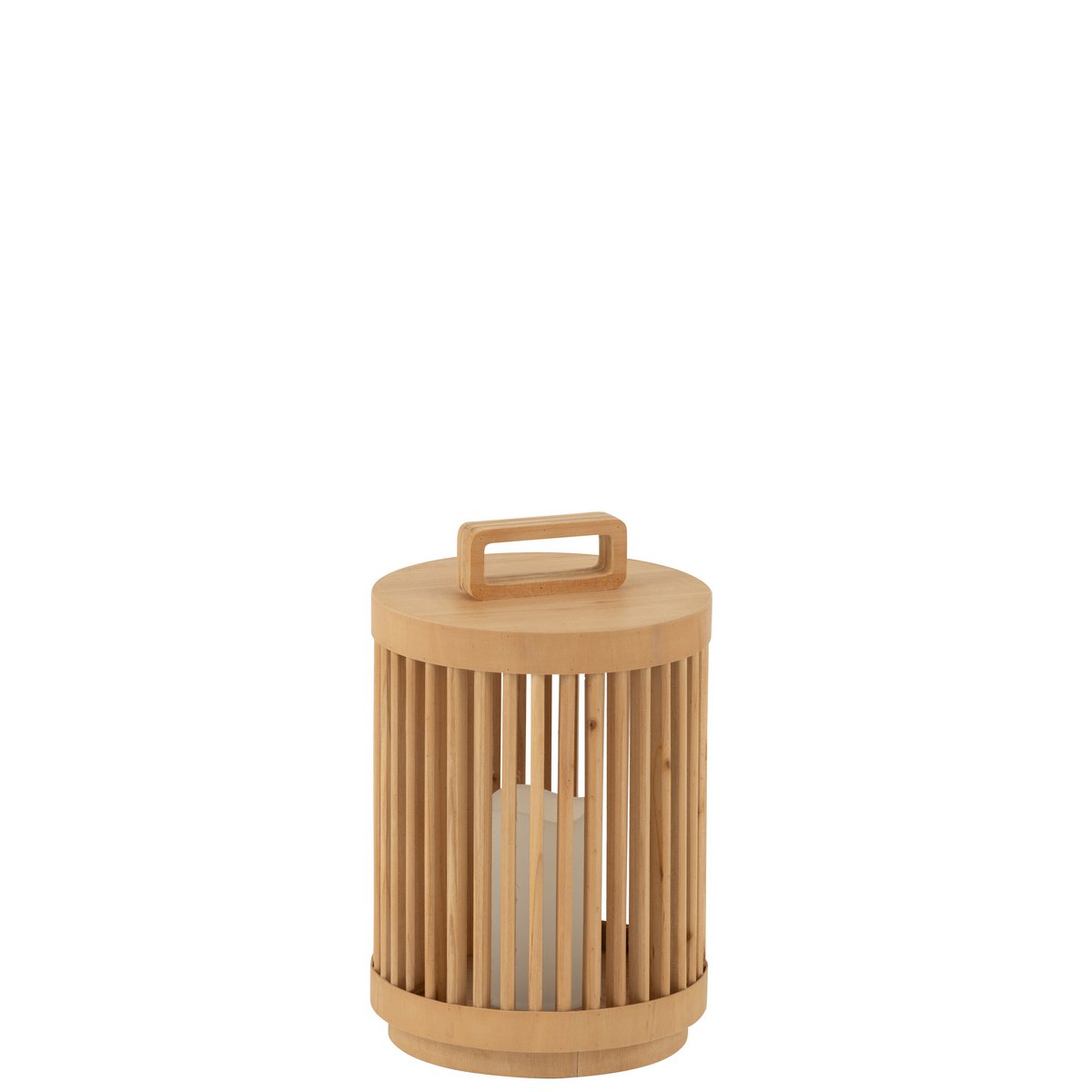 Lampe Cylindre Sparhout de J-Line, vue frontale en bois naturel
