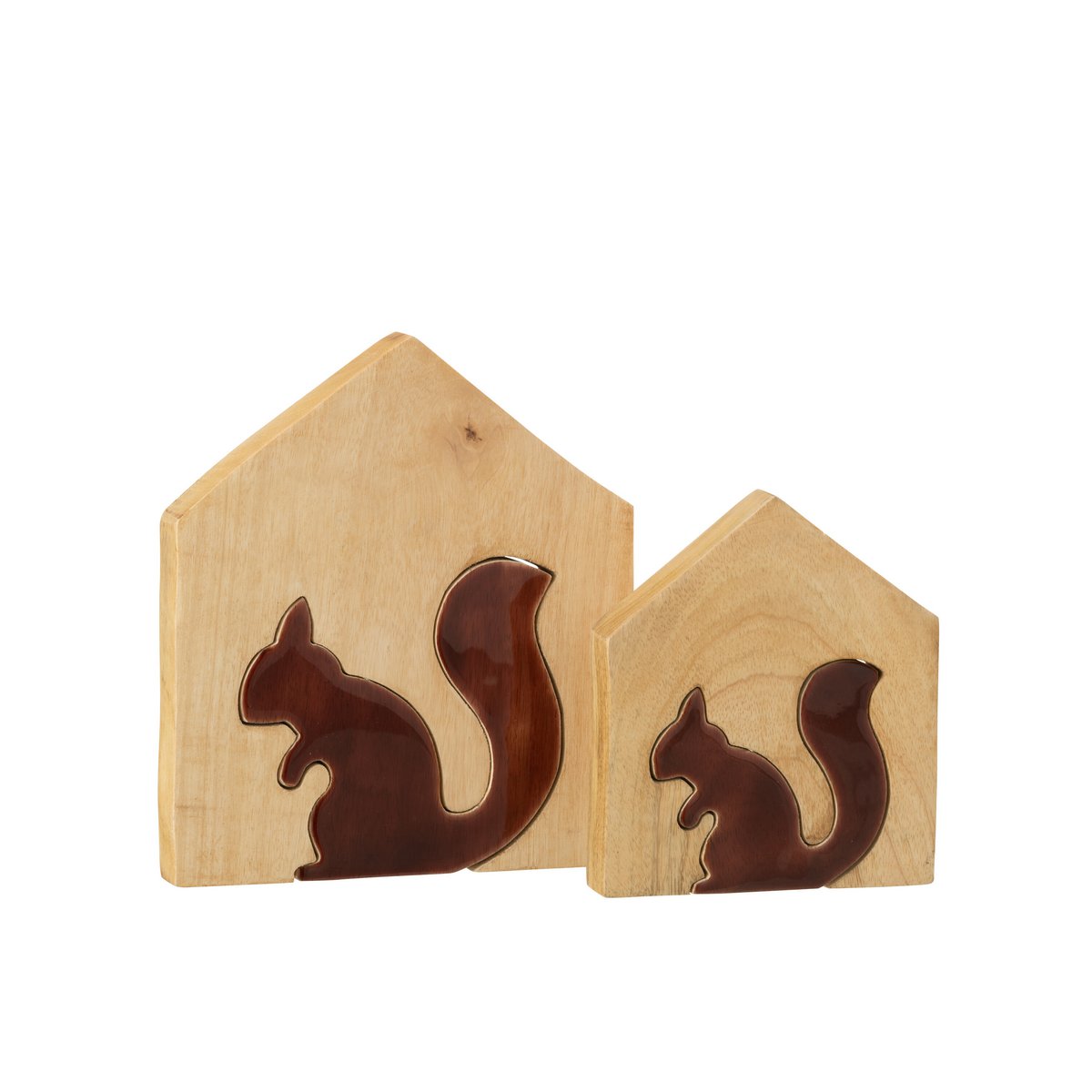 Écureuil en bois marron J-Line - détail du matériau