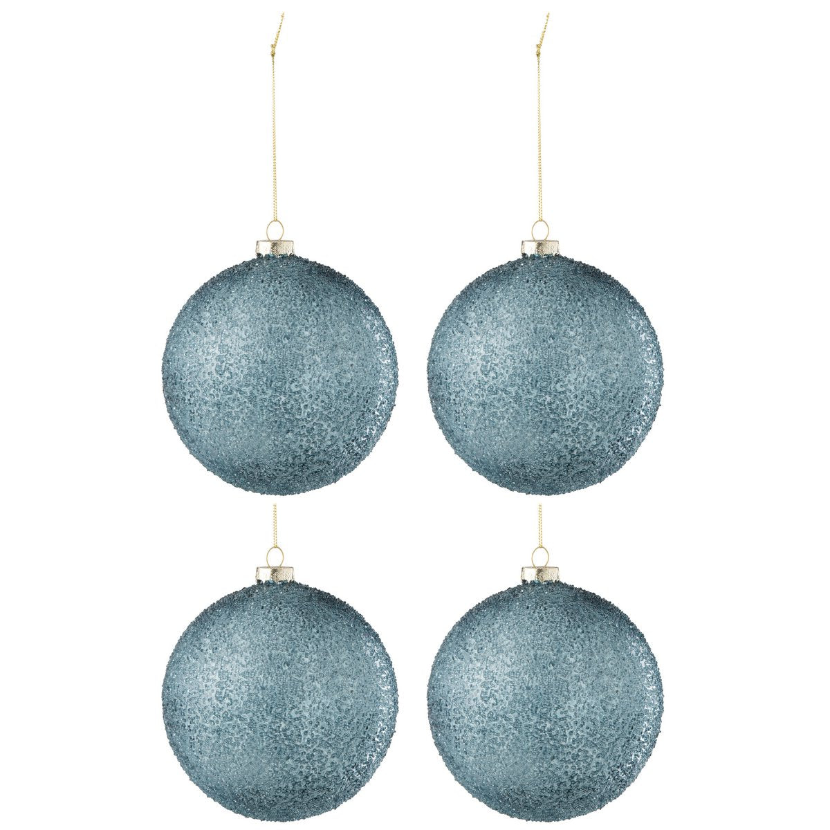 Boule de Noël Perles J-Line en verre bleu, design élégant et festif