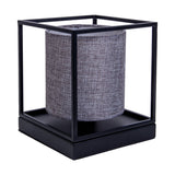 Table légère "bêta" gris en métal avec écran de tissu en gris, avec douille E14, lampe pour le salon, salle à manger, couloir et bureau, 15 x 15 x 17 cm