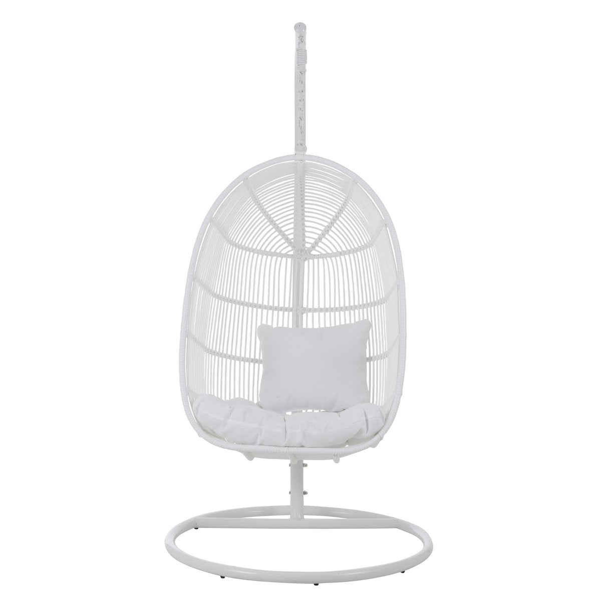 Chaise suspendue J-Line en acier blanc vue de face