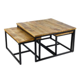 Table basse lot de 3 tables d'appoint structure métal Ontario