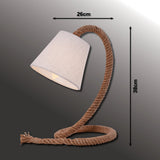 Lampe de table avec "corde" de soufflerie de texte, lampe de table en métal, plastique, jute et textile en blanc, avec version E14, pour le salon, couloir ou bureau, 35 cm de haut