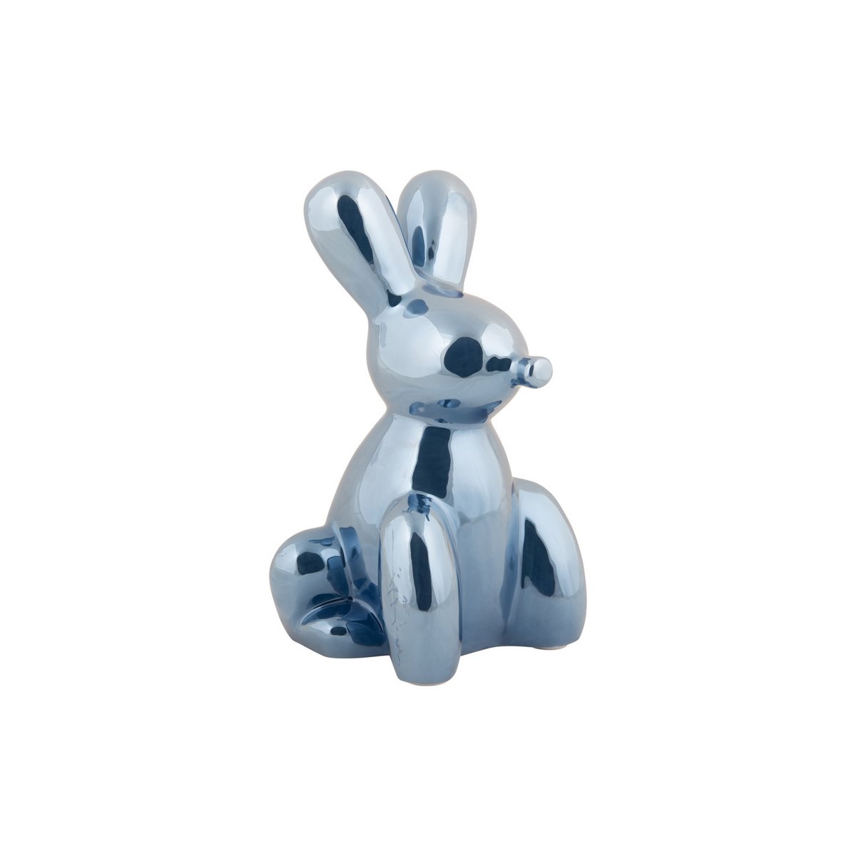 Statue Ballon Lapin Bleu en céramique vue de face